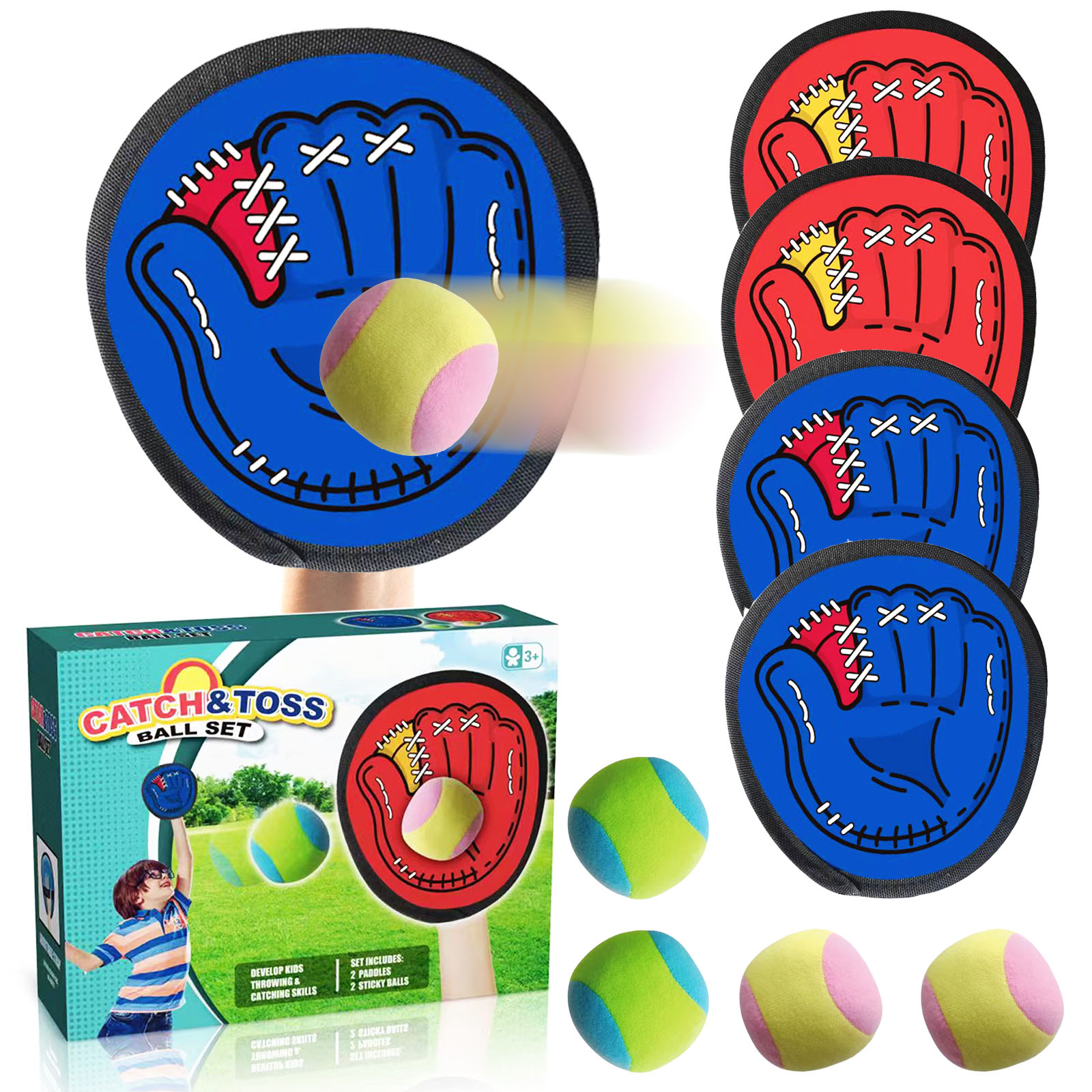 Catch Ball Velcro - 4 компл., детская присоска, липкий мяч,